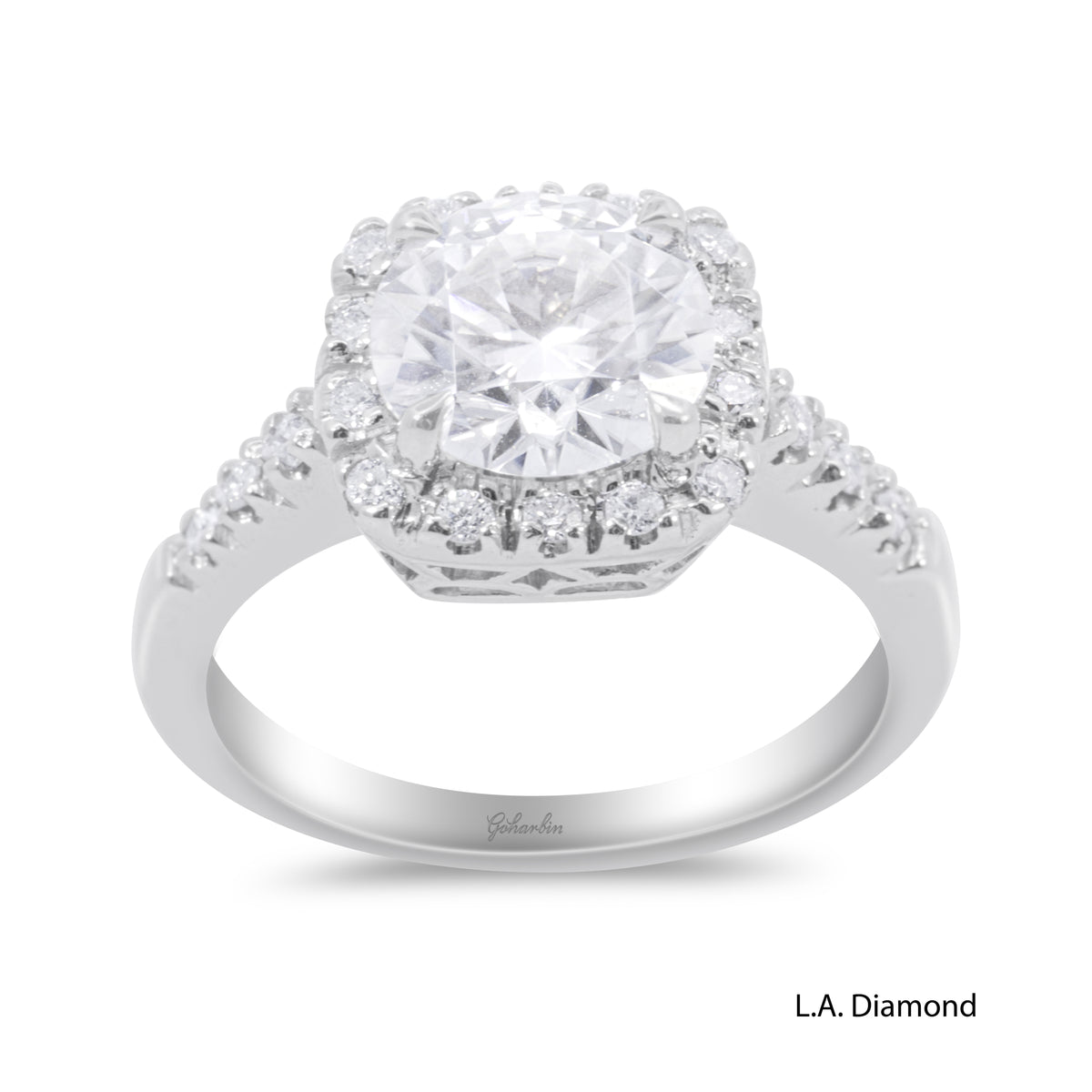 14K White Gold Round Cut Diamond Engagement Ring