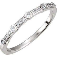 14K Solid Gold 1/8 CTW Natural Diamond Band