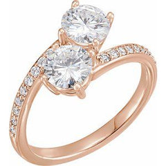 14K Solid Gold 6 mm Forever One™ Near Colorless Lab-Grown Moissanite & 1/6 CTW Natural Diamond Engagement Ring