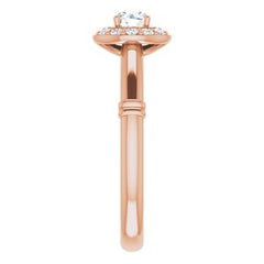 14K Solid Gold 4 mm Round Forever One™ Near Colorless Lab-Grown Moissanite & 1/10 CTW Natural Diamond Engagement Ring