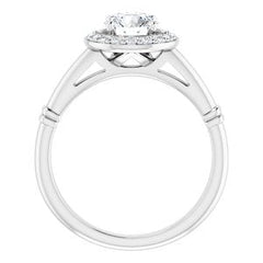 14K Solid Gold 6 mm Round Forever One™ Colorless Lab-Grown Moissanite & 1/8 CTW Natural Diamond Engagement Ring