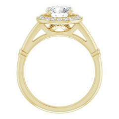 14K Solid Gold 7 mm Round Forever One™ Colorless Lab-Grown Moissanite & 1/6 CTW Natural Diamond Engagement Ring