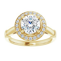14K Solid Gold 7 mm Round Forever One™ Colorless Lab-Grown Moissanite & 1/6 CTW Natural Diamond Engagement Ring