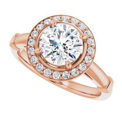 14K Solid Gold 7 mm Round Forever One™ Colorless Lab-Grown Moissanite & 1/6 CTW Natural Diamond Engagement Ring