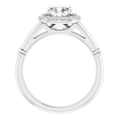 14K Solid Gold 6x6 mm Cushion Forever One™ Near Colorless Lab-Grown Moissanite & 1/8 CTW Natural Diamond Engagement Ring