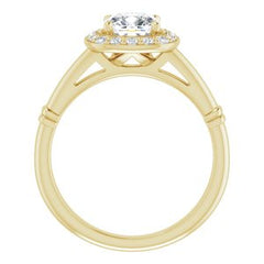 14K Solid Gold 6x6 mm Cushion Forever One™ Near Colorless Lab-Grown Moissanite & 1/8 CTW Natural Diamond Engagement Ring