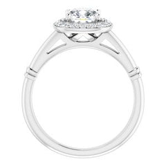 14K Solid Gold 6x6 mm Cushion Forever One™ Colorless Lab-Grown Moissanite & 1/8 CTW Natural Diamond Engagement Ring