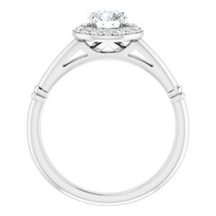 14K Solid Gold 5 mm Round Forever One™ Colorless Lab-Grown Moissanite & 1/8 CTW Natural Diamond Engagement Ring