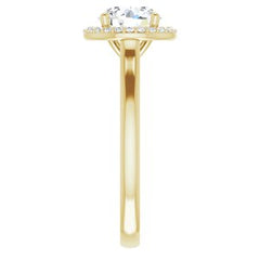 14K Solid Gold 7 mm Round Forever One™ Near Colorless Lab-Grown Moissanite & 1/10 CTW Natural Diamond Engagement Ring