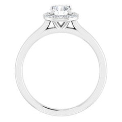 14K Solid Gold 5 mm Round Forever One™ Near Colorless Lab-Grown Moissanite & .08 CTW Natural Diamond Engagement Ring