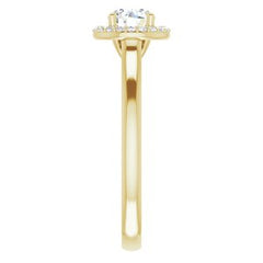 14K Solid Gold 5 mm Round Forever One™ Near Colorless Lab-Grown Moissanite & .08 CTW Natural Diamond Engagement Ring