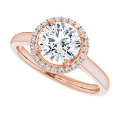 14K Solid Gold 7 mm Round Forever One™ Near Colorless Lab-Grown Moissanite & 1/10 CTW Natural Diamond Engagement Ring