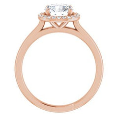 14K Solid Gold 7 mm Round Forever One™ Near Colorless Lab-Grown Moissanite & 1/10 CTW Natural Diamond Engagement Ring