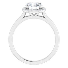 14K Solid Gold 7 mm Round Forever One™ Near Colorless Lab-Grown Moissanite & 1/10 CTW Natural Diamond Engagement Ring