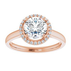 14K Solid Gold 7 mm Round Forever One™ Near Colorless Lab-Grown Moissanite & 1/10 CTW Natural Diamond Engagement Ring