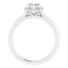 14K Solid Gold 5x5 mm Cushion Forever One™ Colorless Lab-Grown Moissanite & .08 CTW Natural Diamond Engagement Ring