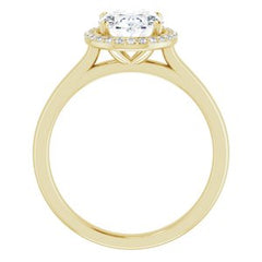 14K Solid Gold 9x7 mm Oval Forever One™ Colorless Lab-Grown Moissanite & 1/10 CTW Natural Diamond Engagement Ring