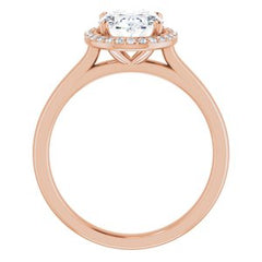 14K Solid Gold 9x7 mm Oval Forever One™ Colorless Lab-Grown Moissanite & 1/10 CTW Natural Diamond Engagement Ring