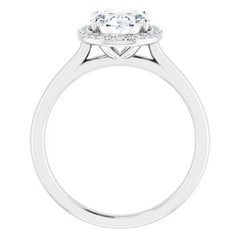 14K Solid Gold 9x7 mm Oval Forever One™ Colorless Lab-Grown Moissanite & 1/10 CTW Natural Diamond Engagement Ring