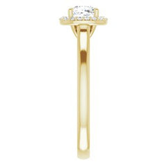 14K Solid Gold 5x5 mm Cushion Forever One™ Colorless Lab-Grown Moissanite & .08 CTW Natural Diamond Engagement Ring