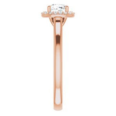 14K Solid Gold 5x5 mm Cushion Forever One™ Colorless Lab-Grown Moissanite & .08 CTW Natural Diamond Engagement Ring