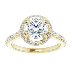 14K Solid Gold 7.5 mm Round Forever One™ Colorless Lab-Grown Moissanite & 1/3 CTW Natural Diamond Engagement Ring