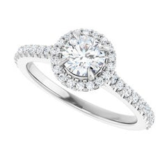 14K Solid Gold 5 mm Round Forever One™ Near Colorless Lab-Grown Moissanite & 1/3 CTW Natural Diamond Engagement Ring