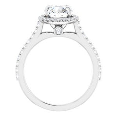 14K Solid Gold 7.5 mm Round Forever One™ Colorless Lab-Grown Moissanite & 1/3 CTW Natural Diamond Engagement Ring