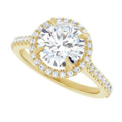 14K Solid Gold 8 mm Round Forever One™ Colorless Lab-Grown Moissanite & 1/3 CTW Natural Diamond Engagement Ring