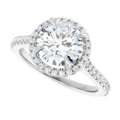 14K Solid Gold 8 mm Round Forever One™ Colorless Lab-Grown Moissanite & 1/3 CTW Natural Diamond Engagement Ring