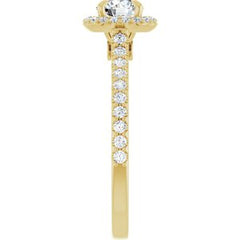 14K Solid Gold 5 mm Round Forever One™ Near Colorless Lab-Grown Moissanite & 1/3 CTW Natural Diamond Engagement Ring