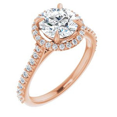14K Solid Gold 7.5 mm Round Forever One™ Colorless Lab-Grown Moissanite & 1/3 CTW Natural Diamond Engagement Ring