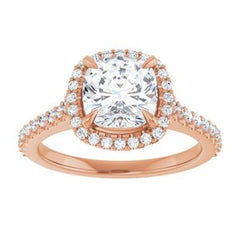 14K Solid Gold 7x7 mm Cushion Forever One™ Near Colorless Lab-Grown Moissanite & 1/3 CTW Natural Diamond Engagement Ring