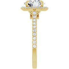 14K Solid Gold 8 mm Round Forever One™ Colorless Lab-Grown Moissanite & 1/3 CTW Natural Diamond Engagement Ring