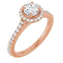 14K Solid Gold 5 mm Round Forever One™ Near Colorless Lab-Grown Moissanite & 1/3 CTW Natural Diamond Engagement Ring