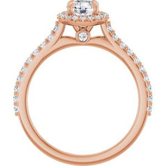 14K Solid Gold 5 mm Round Forever One™ Near Colorless Lab-Grown Moissanite & 1/3 CTW Natural Diamond Engagement Ring