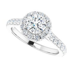 14K Solid Gold 6.5 mm Forever One™ Colorless Lab-Grown Moissanite & 7/8 CTW Natural Diamond Engagement Ring