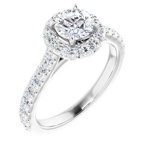 14K Solid Gold 6.5 mm Forever One™ Colorless Lab-Grown Moissanite & 7/8 CTW Natural Diamond Engagement Ring