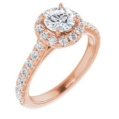 14K Solid Gold 6.5 mm Forever One™ Colorless Lab-Grown Moissanite & 7/8 CTW Natural Diamond Engagement Ring