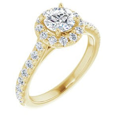 14K Solid Gold 6.5 mm Forever One™ Colorless Lab-Grown Moissanite & 7/8 CTW Natural Diamond Engagement Ring
