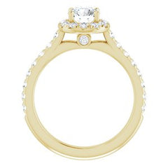 14K Solid Gold 6.5 mm Forever One™ Colorless Lab-Grown Moissanite & 7/8 CTW Natural Diamond Engagement Ring