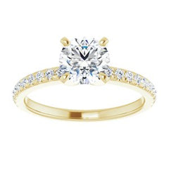 14K Solid Gold 6.5 mm Round Forever One™ Lab-Grown Near Colorless Moissanite & 3/8 CTW Natural Diamond Engagement Ring