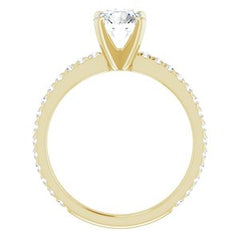 14K Solid Gold 6.5 mm Round Forever One™ Lab-Grown Near Colorless Moissanite & 3/8 CTW Natural Diamond Engagement Ring