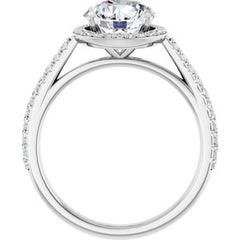 14K Solid Gold 8 mm Round Forever One™ Near Colorless Lab-Grown Moissanite & 1/4 CTW Natural Diamond Engagement Ring