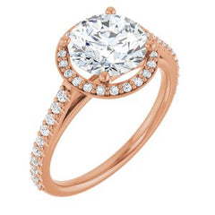 14K Solid Gold 8 mm Round Forever One™ Near Colorless Lab-Grown Moissanite & 1/4 CTW Natural Diamond Engagement Ring