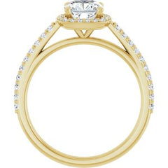 14K Solid Gold 6x6 mm Cushion Forever One™ Near Colorless Lab-Grown Moissanite & 1/4 CTW Natural Diamond Engagement Ring