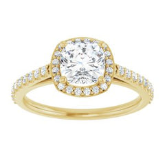 14K Solid Gold 6x6 mm Cushion Forever One™ Near Colorless Lab-Grown Moissanite & 1/4 CTW Natural Diamond Engagement Ring