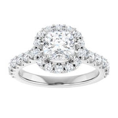 14K Solid Gold 6x6 mm Cushion Forever One™ Colorless Lab-Grown Moissanite & 3/4 CTW Natural Diamond Engagement Ring