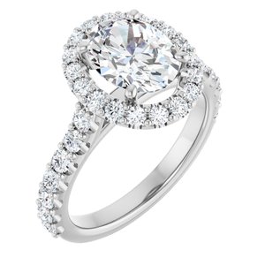 14K Solid Gold 9x7 mm Oval Forever One™ Colorless Lab-Grown Moissanite & 3/4 CTW Natural Diamond Engagement Ring