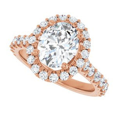 14K Solid Gold 9x7 mm Oval Forever One™ Colorless Lab-Grown Moissanite & 3/4 CTW Natural Diamond Engagement Ring